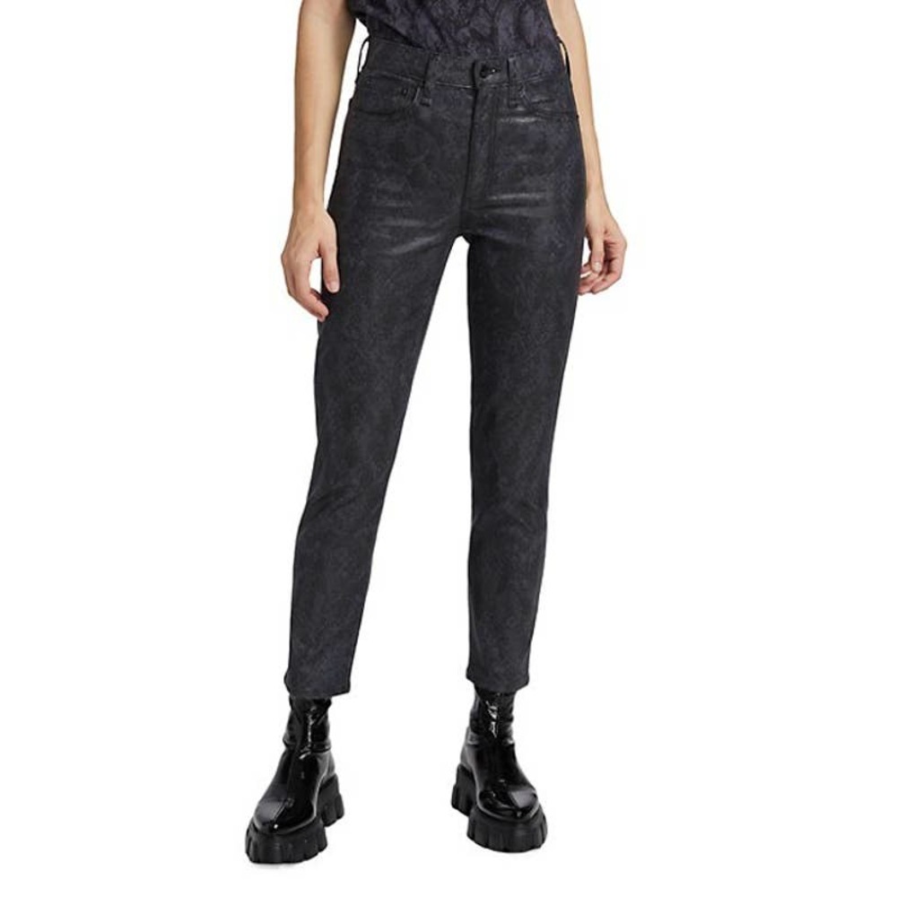 NEW RAG & BONE Sz27 NINA HIGH-RISE COATED SNAKEFOIL ANKLE STRETCH JEANS - Picture 11 of 11